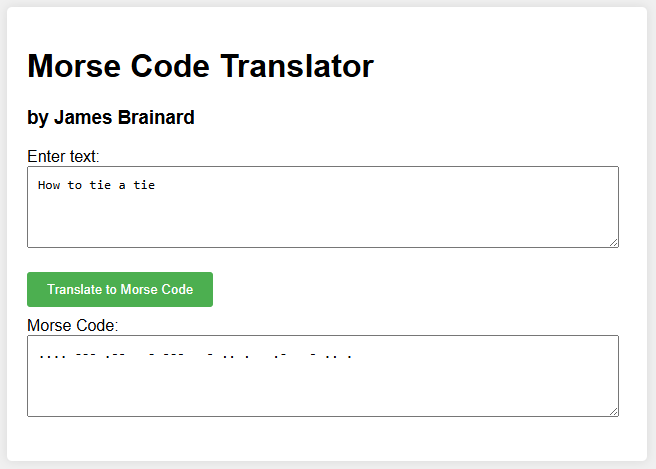 Morse code translator website screenshot